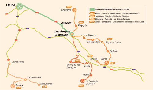 Mapa de servicios de la comarca de Les Garrigues